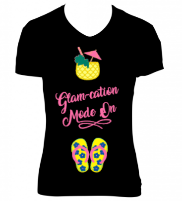 Glam-cation Mode On Ladies V-Neck T-Shirt