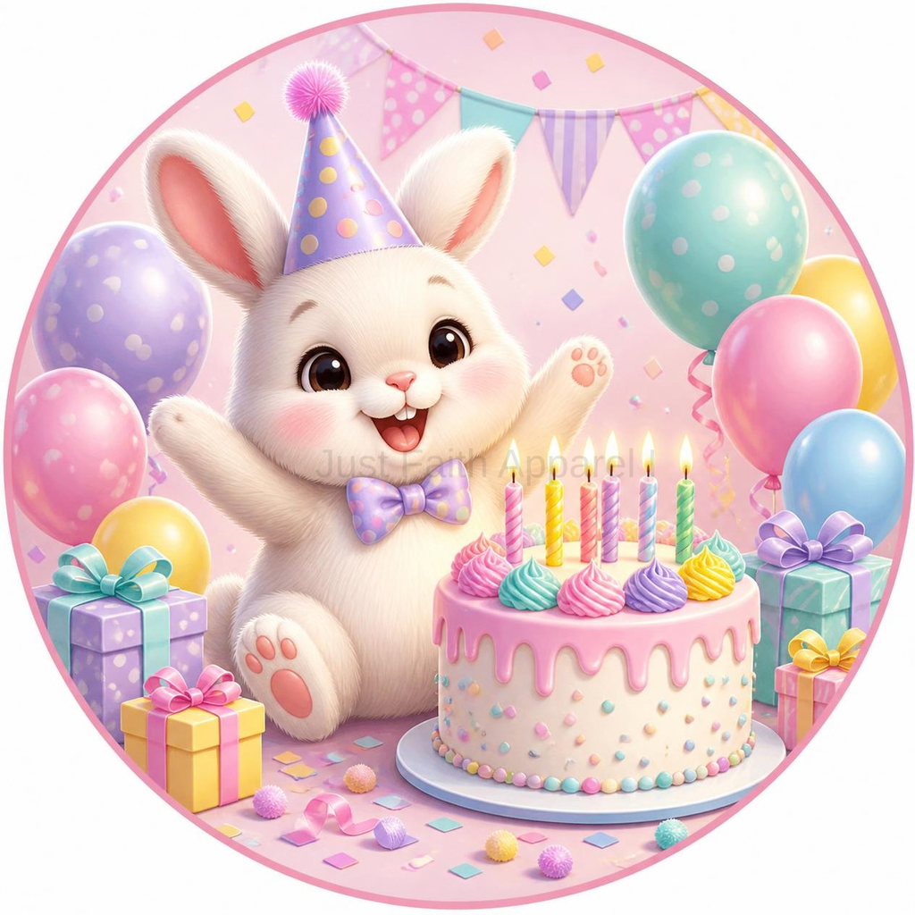 Bunny Rabbit Birthday Cupcake Toppers