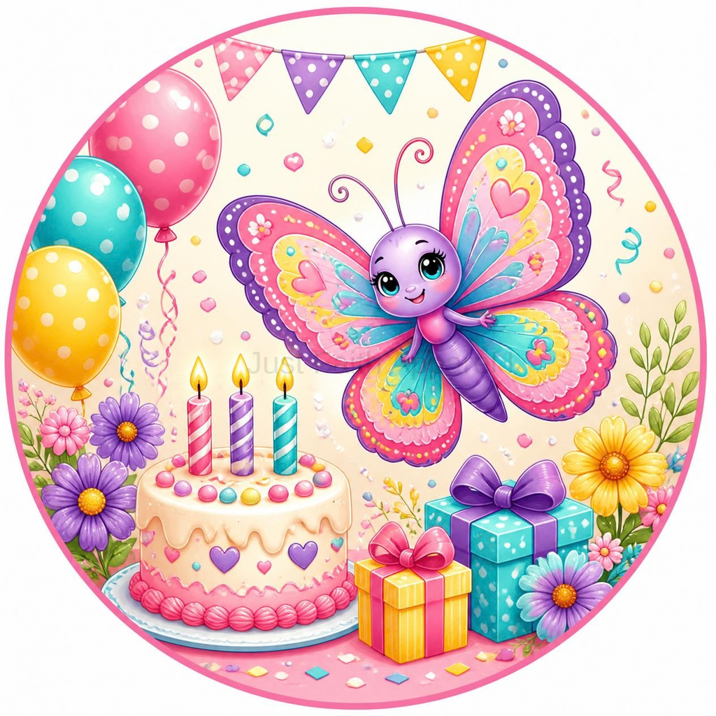 Butterfly Birthday Cupcake Toppers