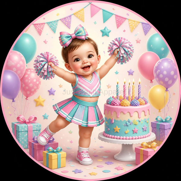 Baby Cheerleader Birthday Cupcake Toppers