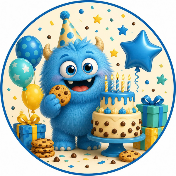Cookie Monster Birthday Cupcake Toppers