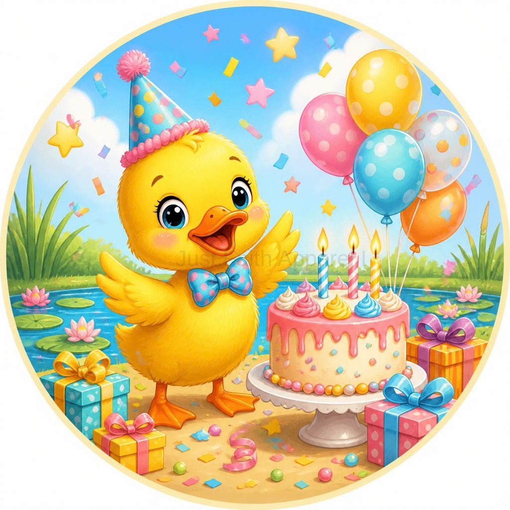 Cute Baby Duckling Birthday Cupcake Toppers