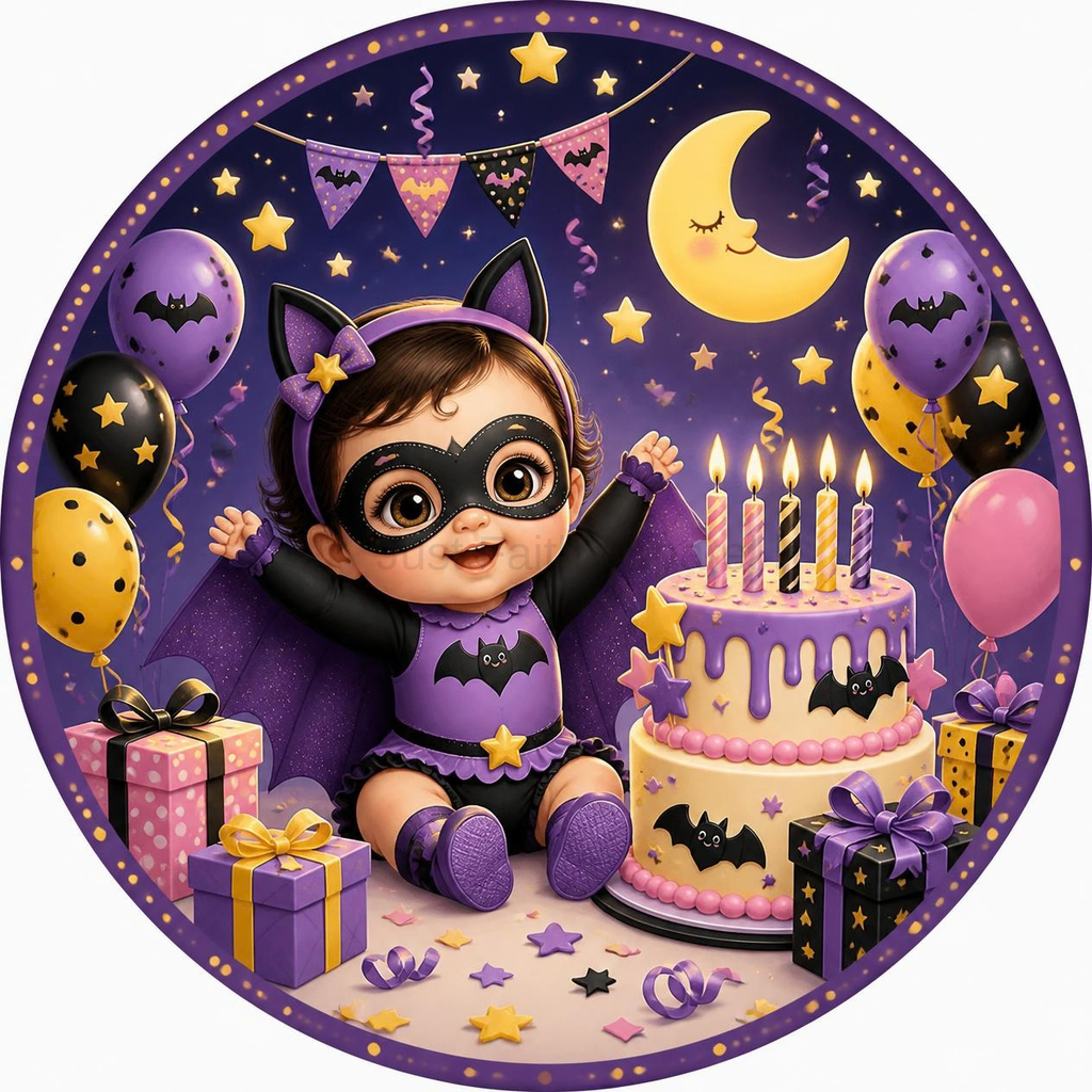 Baby Batgirl Birthday Cupcake Toppers