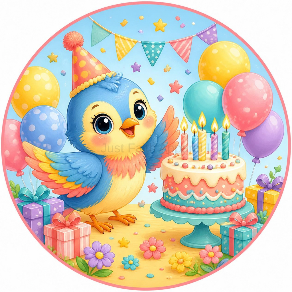 Baby Bird Birthday Cupcake Toppers