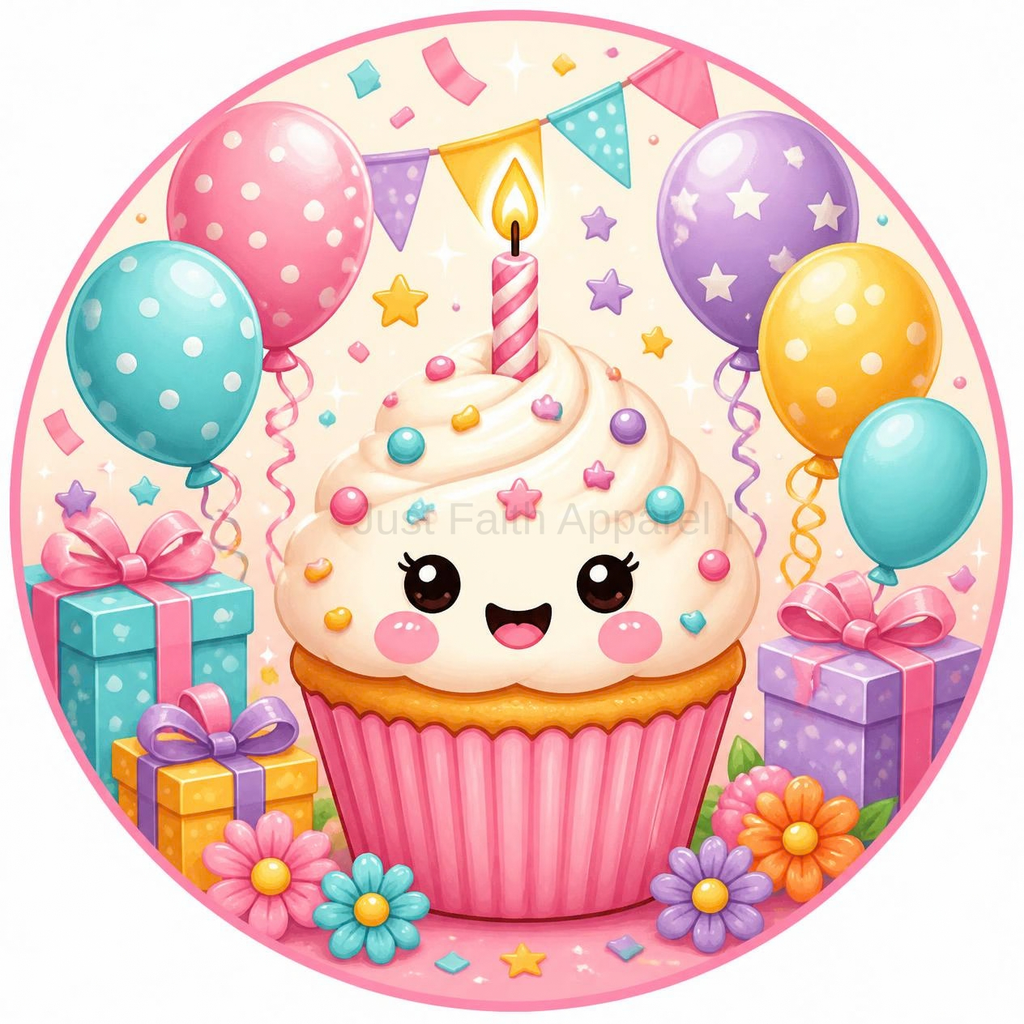 Cute Cupcake Toppers with Sprinkles and Birthday Candle