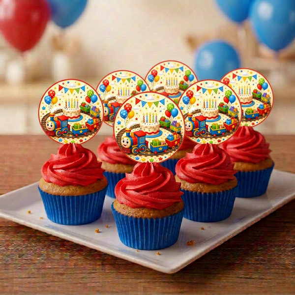 Cupcake mockup with no visible clear acrylic edges around the toppers