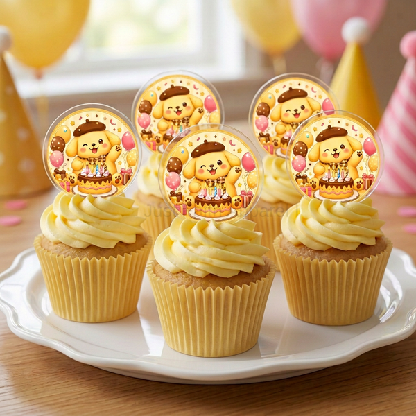 Cupcake mockup with ridged plain yellow wrappers
