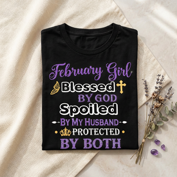 February Girl folded shirt mockup