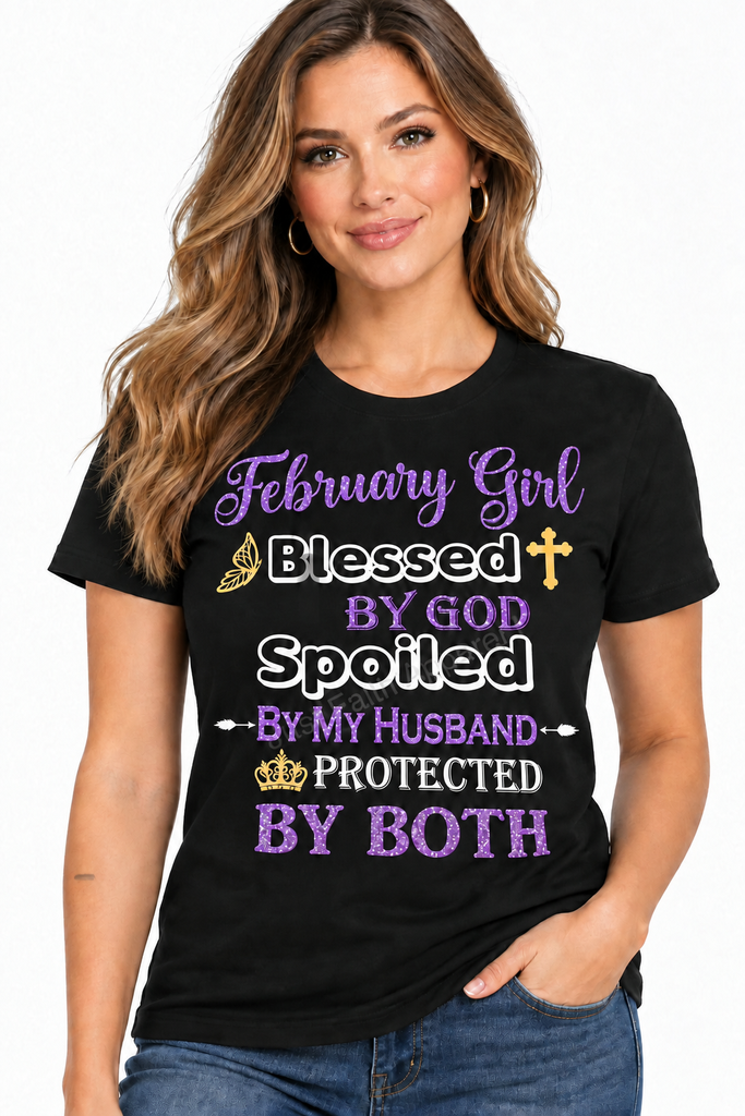 February Girl Birthday Birthstone T-Shirt from Just Faith Apparel