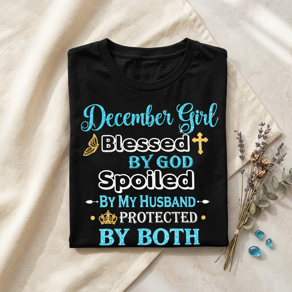 Folded December Girl shirt mockup