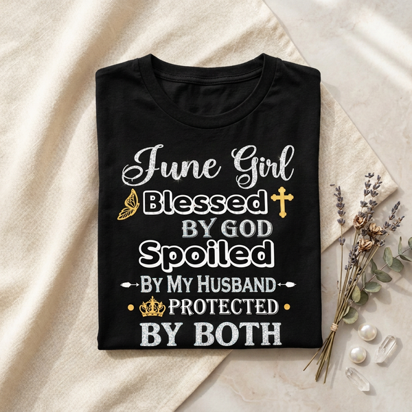 June Girl folded shirt mockup