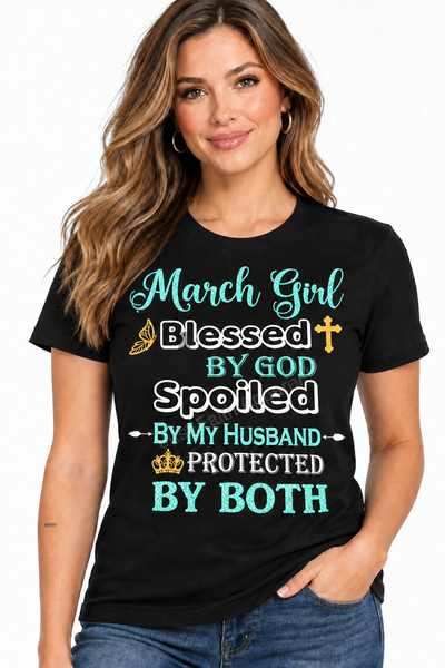 March Girl Birthday Birthstone T-Shirt from Just Faith Apparel