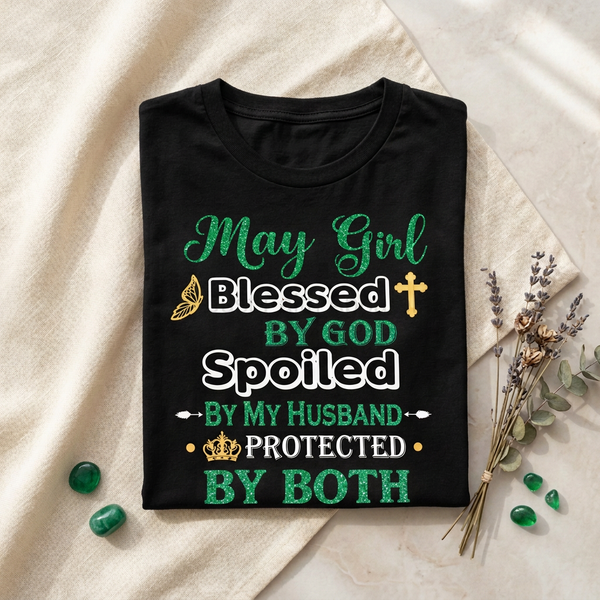 May Girl folded shirt mockup