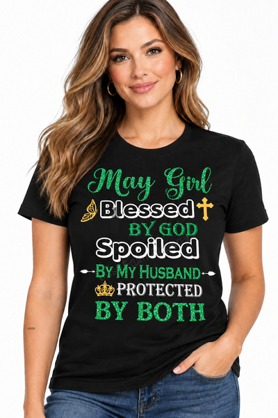 May Girl Birthday Birthstone T-Shirt from Just Faith Apparel