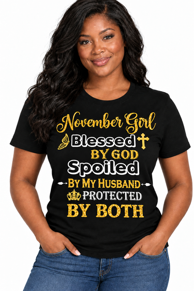 November Girl Birthday Birthstone T-Shirt from Just Faith Apparel