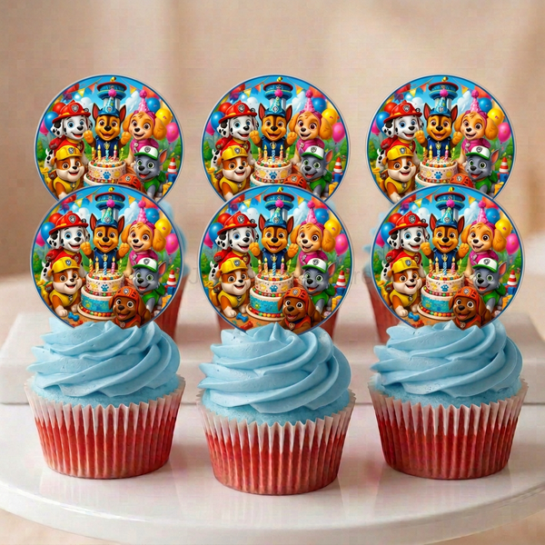Paw Patrol cupcake mockup with light-blue icing