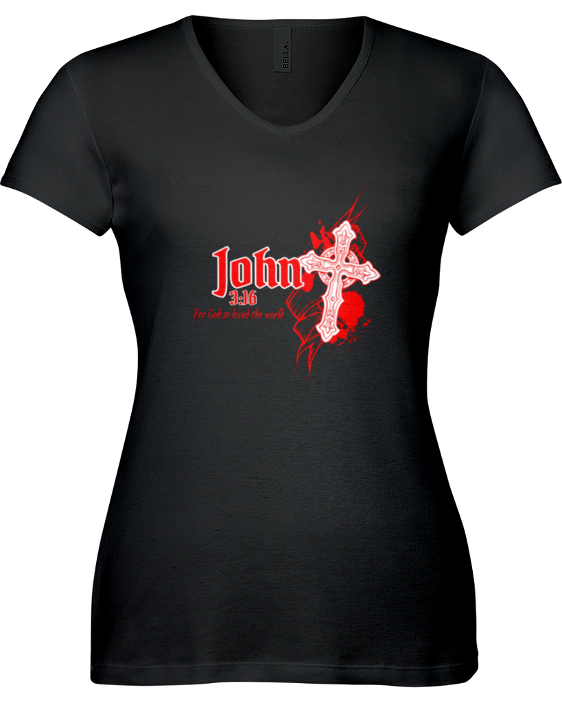 John 3:16 Ladies V- Neck T-Shirt