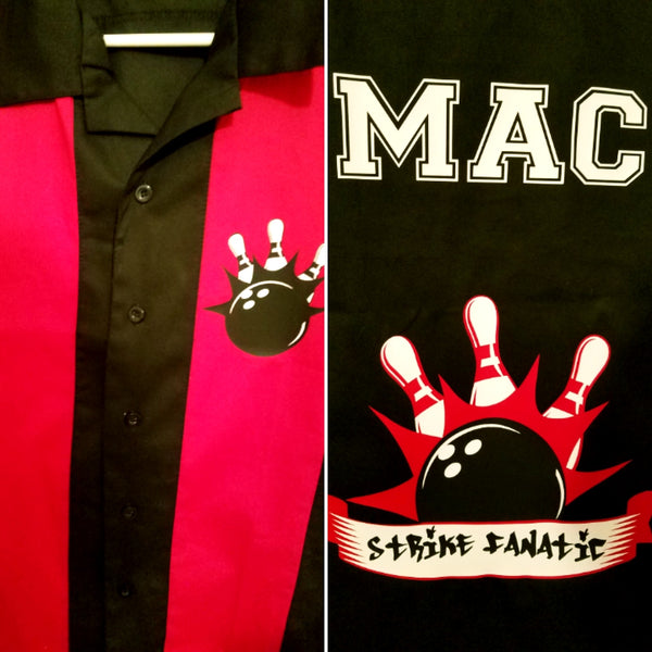 Customized Red and Black Bowling Shirt
