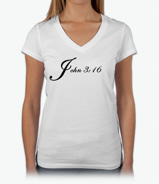 John 3:16 Bella Jersey V-Neck T-Shirt